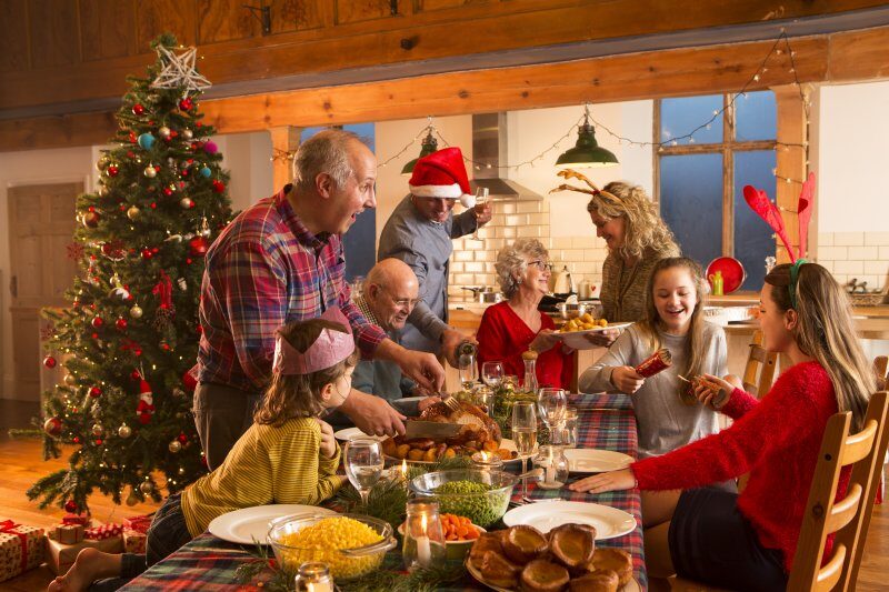 family celebrating the holiday season